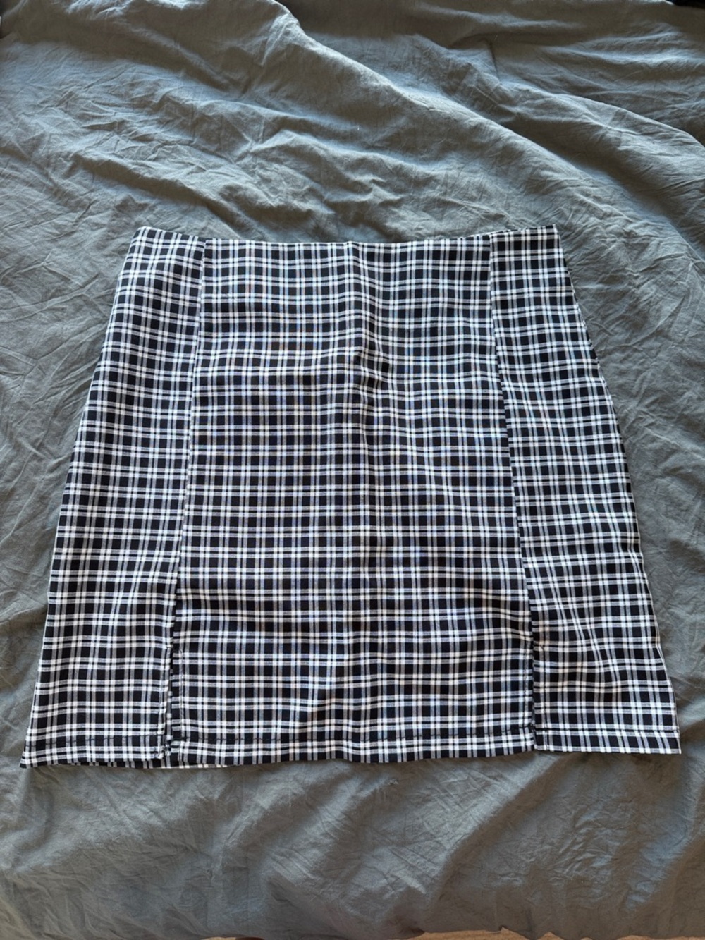 Black and White Plaid Mini Skirt